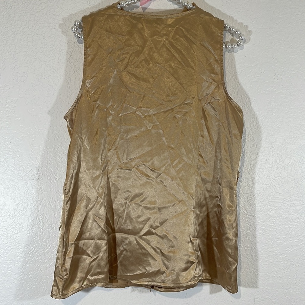 Apostrophe Women's Size L Gold Ruffled Button Front Cami Casual Blouse Top NWT - Picture 3 of 4